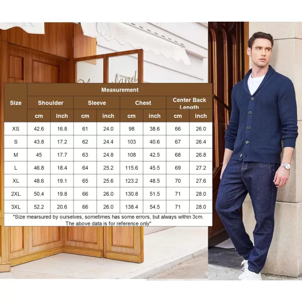 COOFANDY Men's Shawl Collar Cardigan Sweater Slim Fit Cable Knit Button up Sweater with Pockets