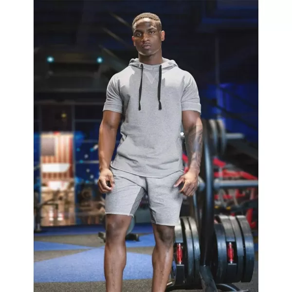 COOFANDY Men's Short Sleeve Hoodie Workout Gym Sweatshirt Muscle Fit Fashion Athletic Hoodies Pullover Cotton Hooded T-Shirts
