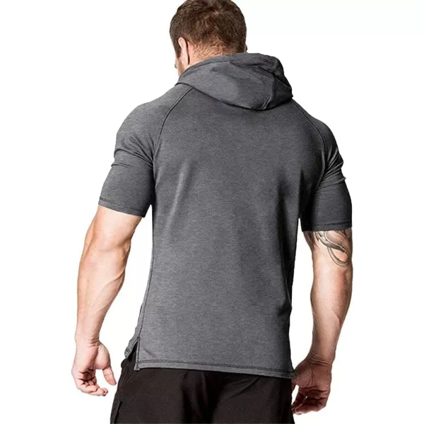 COOFANDY Men's Short Sleeve Hoodie Workout Gym Sweatshirt Muscle Fit Fashion Athletic Hoodies Pullover Cotton Hooded T-Shirts