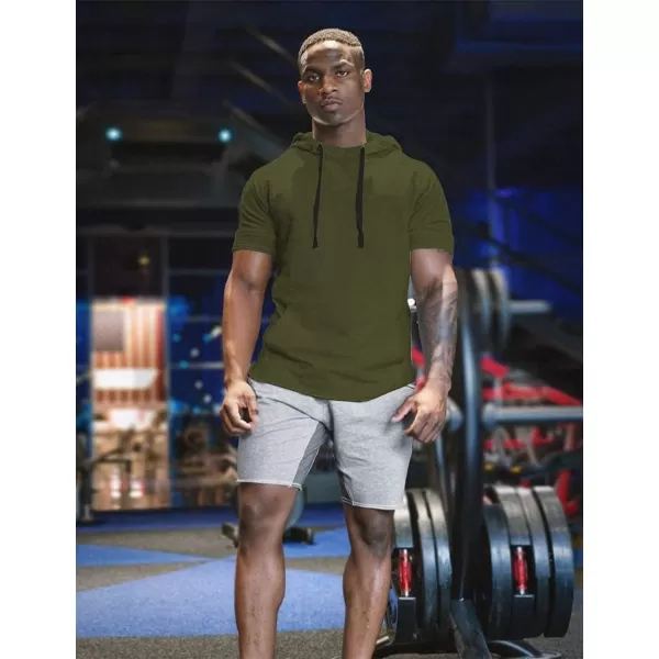 COOFANDY Men's Short Sleeve Hoodie Workout Gym Sweatshirt Muscle Fit Fashion Athletic Hoodies Pullover Cotton Hooded T-Shirts