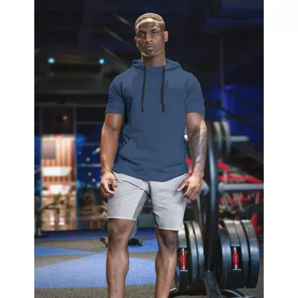 COOFANDY Men's Short Sleeve Hoodie Workout Gym Sweatshirt Muscle Fit Fashion Athletic Hoodies Pullover Cotton Hooded T-Shirts
