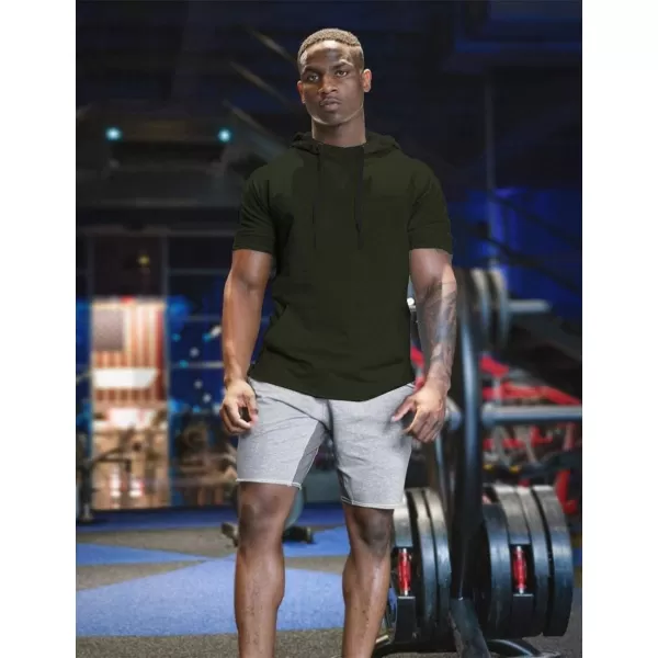 COOFANDY Men's Short Sleeve Hoodie Workout Gym Sweatshirt Muscle Fit Fashion Athletic Hoodies Pullover Cotton Hooded T-Shirts