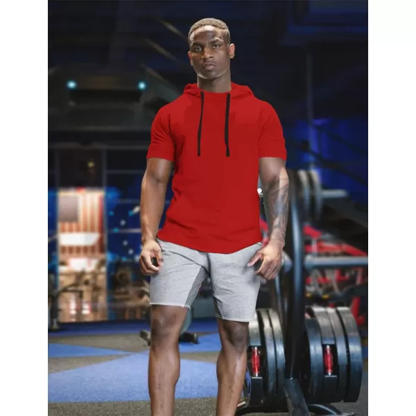 COOFANDY Men's Short Sleeve Hoodie Workout Gym Sweatshirt Muscle Fit Fashion Athletic Hoodies Pullover Cotton Hooded T-Shirts