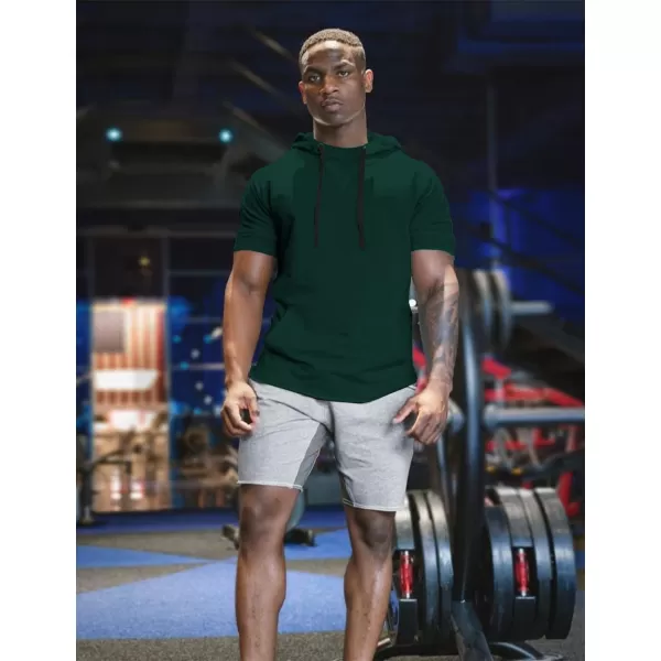 COOFANDY Men's Short Sleeve Hoodie Workout Gym Sweatshirt Muscle Fit Fashion Athletic Hoodies Pullover Cotton Hooded T-Shirts