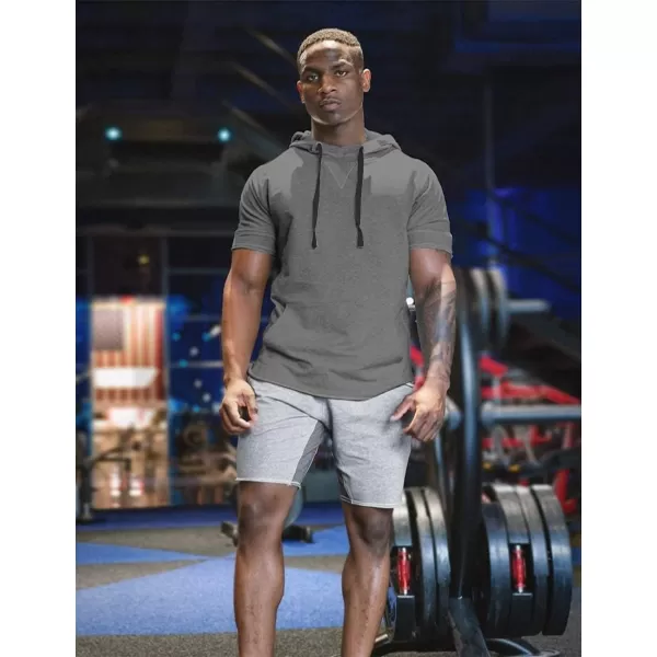 COOFANDY Men's Short Sleeve Hoodie Workout Gym Sweatshirt Muscle Fit Fashion Athletic Hoodies Pullover Cotton Hooded T-Shirts