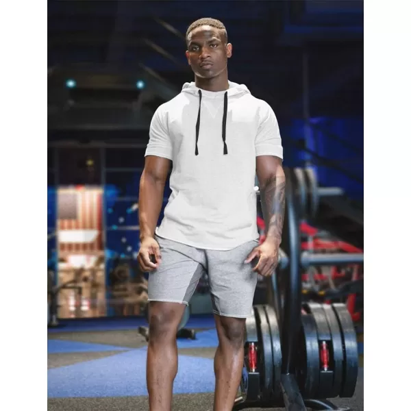COOFANDY Men's Short Sleeve Hoodie Workout Gym Sweatshirt Muscle Fit Fashion Athletic Hoodies Pullover Cotton Hooded T-Shirts