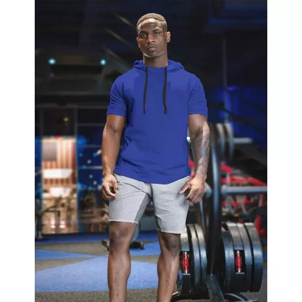 COOFANDY Men's Short Sleeve Hoodie Workout Gym Sweatshirt Muscle Fit Fashion Athletic Hoodies Pullover Cotton Hooded T-Shirts