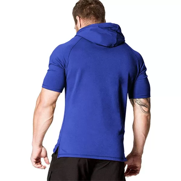 COOFANDY Men's Short Sleeve Hoodie Workout Gym Sweatshirt Muscle Fit Fashion Athletic Hoodies Pullover Cotton Hooded T-Shirts