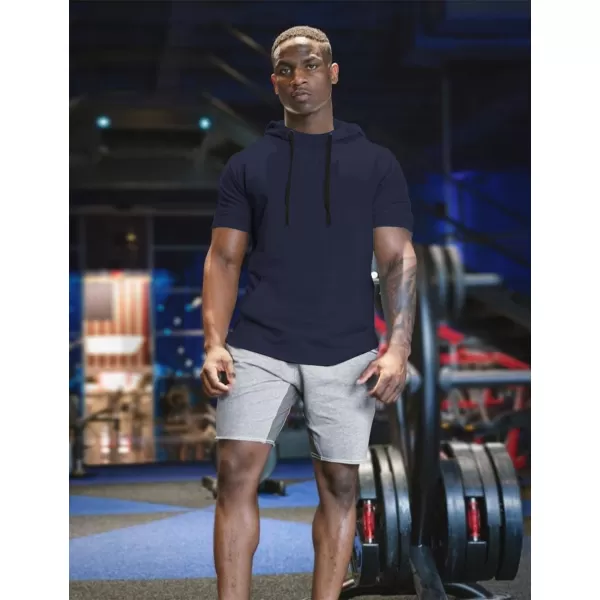COOFANDY Men's Short Sleeve Hoodie Workout Gym Sweatshirt Muscle Fit Fashion Athletic Hoodies Pullover Cotton Hooded T-Shirts