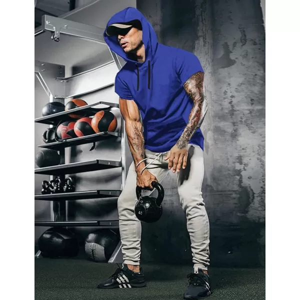 COOFANDY Men's Short Sleeve Hoodie Workout Gym Sweatshirt Muscle Fit Fashion Athletic Hoodies Pullover Cotton Hooded T-Shirts