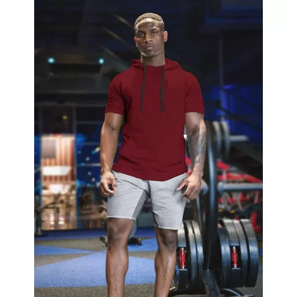 COOFANDY Men's Short Sleeve Hoodie Workout Gym Sweatshirt Muscle Fit Fashion Athletic Hoodies Pullover Cotton Hooded T-Shirts