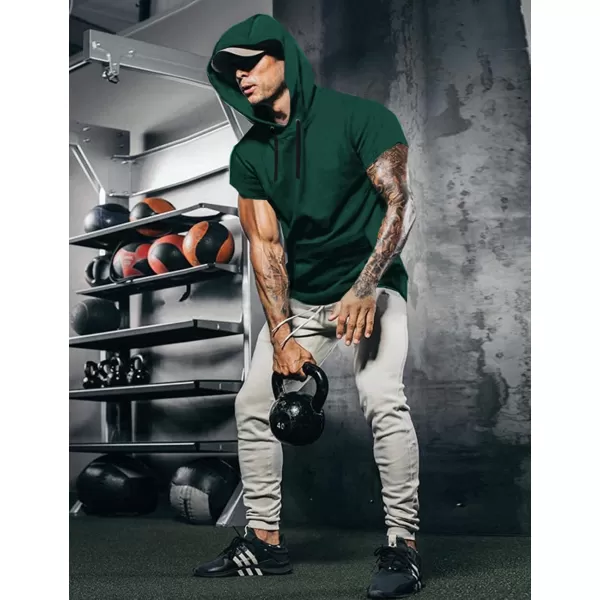 COOFANDY Men's Short Sleeve Hoodie Workout Gym Sweatshirt Muscle Fit Fashion Athletic Hoodies Pullover Cotton Hooded T-Shirts
