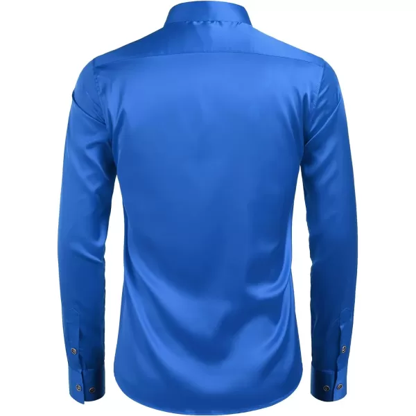 COOFANDY Men's Silk Satin Dress Shirts Jacquard Long Sleeve Floral Button Up Shirts Party Prom Wedding Shirt