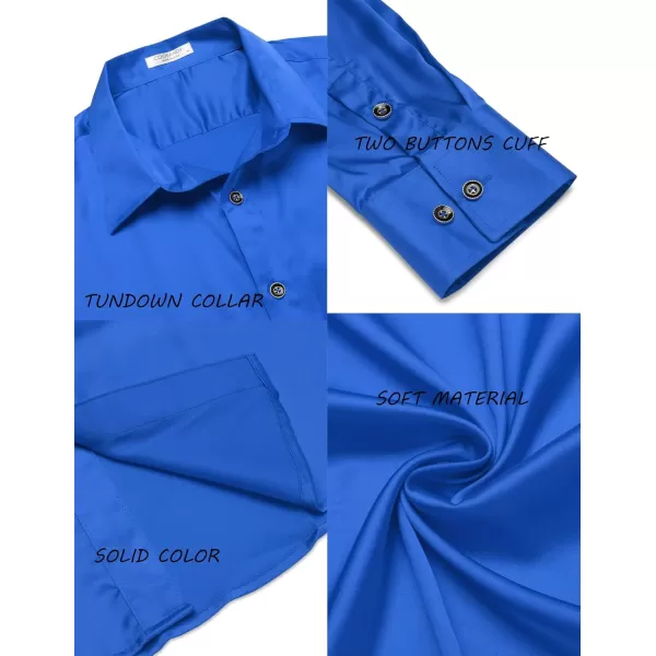 COOFANDY Men's Silk Satin Dress Shirts Jacquard Long Sleeve Floral Button Up Shirts Party Prom Wedding Shirt