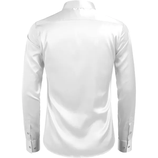 COOFANDY Men's Silk Satin Dress Shirts Jacquard Long Sleeve Floral Button Up Shirts Party Prom Wedding Shirt