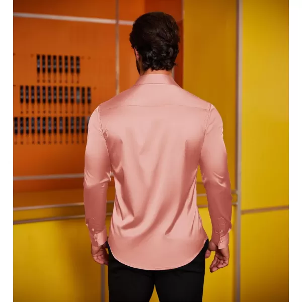 COOFANDY Men's Silk Satin Dress Shirts Jacquard Long Sleeve Floral Button Up Shirts Party Prom Wedding Shirt