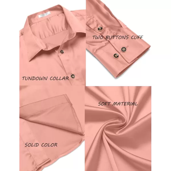 COOFANDY Men's Silk Satin Dress Shirts Jacquard Long Sleeve Floral Button Up Shirts Party Prom Wedding Shirt