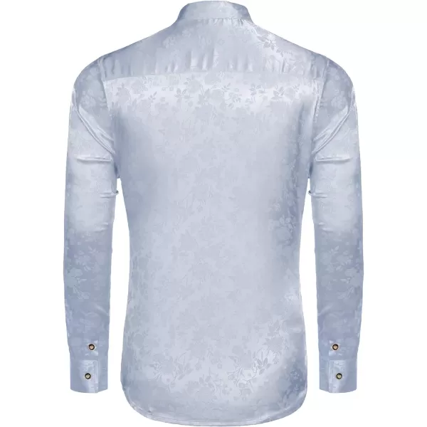 COOFANDY Men's Silk Satin Dress Shirts Jacquard Long Sleeve Floral Button Up Shirts Party Prom Wedding Shirt