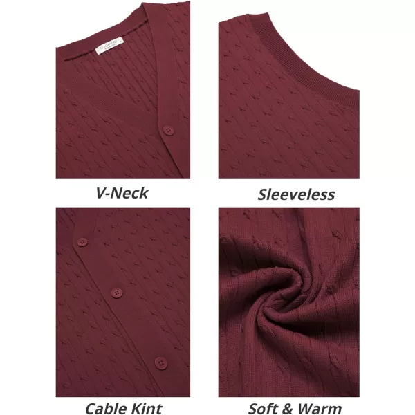 COOFANDY Men's Sleeveless Sweater Vest V-Neck Casual Cable Knit Button Down Cardigan Vest