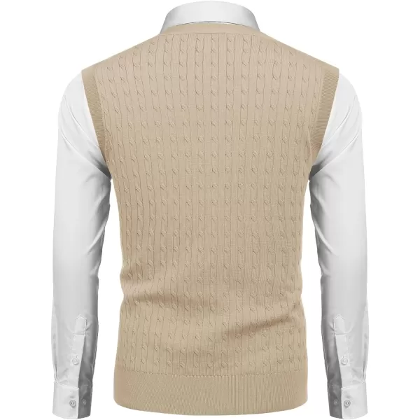 COOFANDY Men's Sleeveless Sweater Vest V-Neck Casual Cable Knit Button Down Cardigan Vest