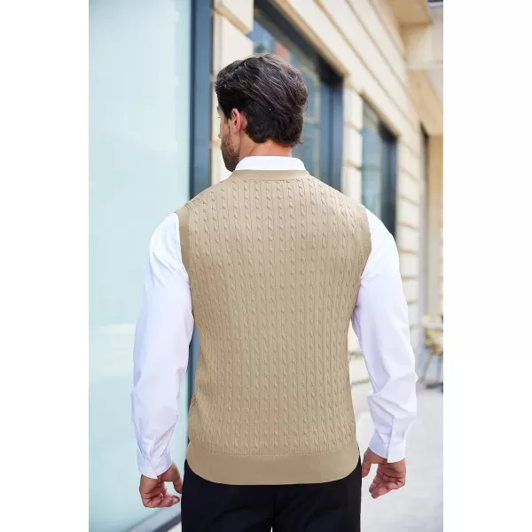 COOFANDY Men's Sleeveless Sweater Vest V-Neck Casual Cable Knit Button Down Cardigan Vest