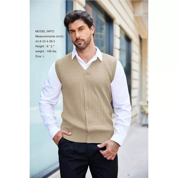 COOFANDY Men's Sleeveless Sweater Vest V-Neck Casual Cable Knit Button Down Cardigan Vest