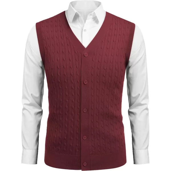 COOFANDY Men's Sleeveless Sweater Vest V-Neck Casual Cable Knit Button Down Cardigan Vest