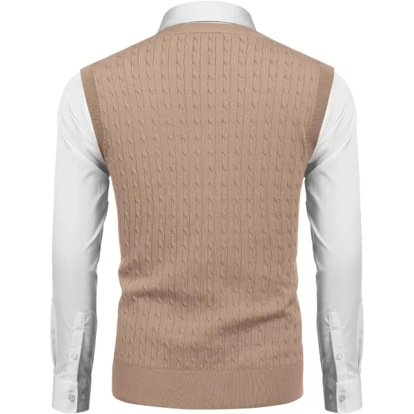 COOFANDY Men's Sleeveless Sweater Vest V-Neck Casual Cable Knit Button Down Cardigan Vest