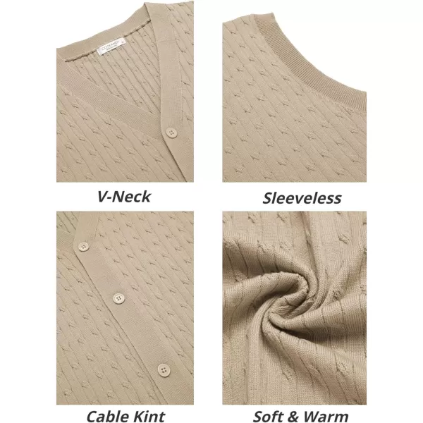 COOFANDY Men's Sleeveless Sweater Vest V-Neck Casual Cable Knit Button Down Cardigan Vest