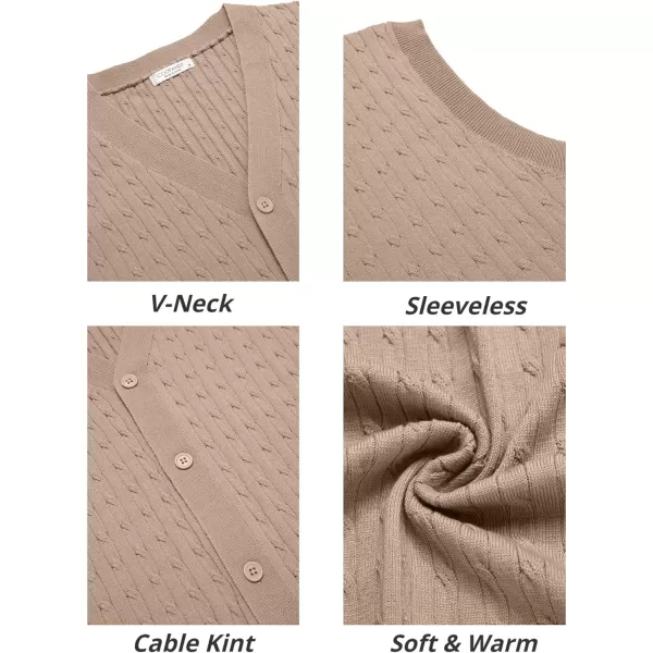 COOFANDY Men's Sleeveless Sweater Vest V-Neck Casual Cable Knit Button Down Cardigan Vest