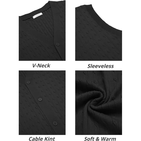 COOFANDY Men's Sleeveless Sweater Vest V-Neck Casual Cable Knit Button Down Cardigan Vest