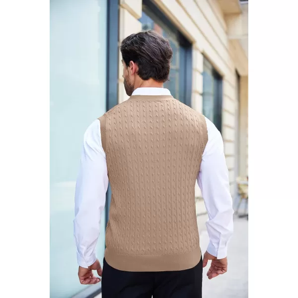 COOFANDY Men's Sleeveless Sweater Vest V-Neck Casual Cable Knit Button Down Cardigan Vest