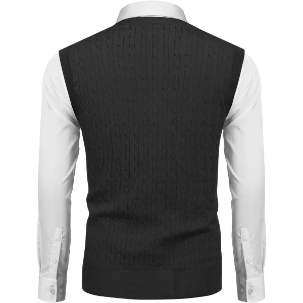 COOFANDY Men's Sleeveless Sweater Vest V-Neck Casual Cable Knit Button Down Cardigan Vest