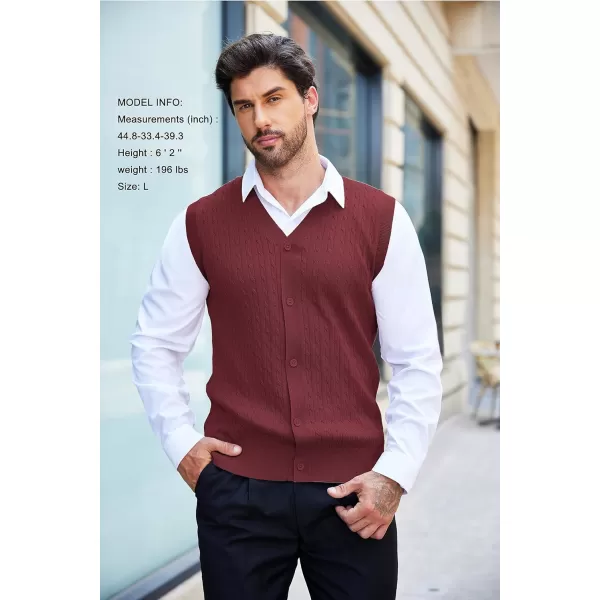 COOFANDY Men's Sleeveless Sweater Vest V-Neck Casual Cable Knit Button Down Cardigan Vest