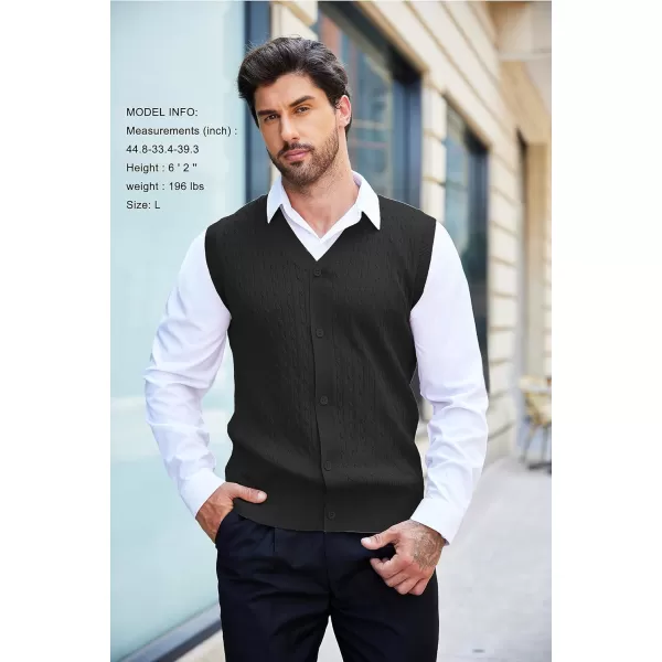 COOFANDY Men's Sleeveless Sweater Vest V-Neck Casual Cable Knit Button Down Cardigan Vest