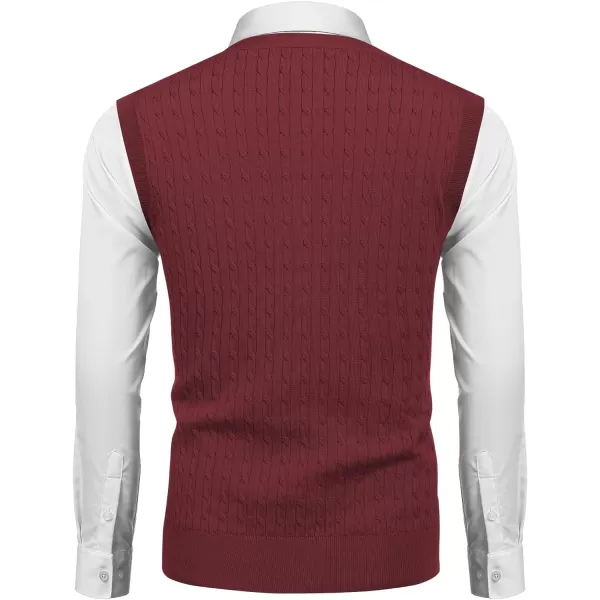 COOFANDY Men's Sleeveless Sweater Vest V-Neck Casual Cable Knit Button Down Cardigan Vest