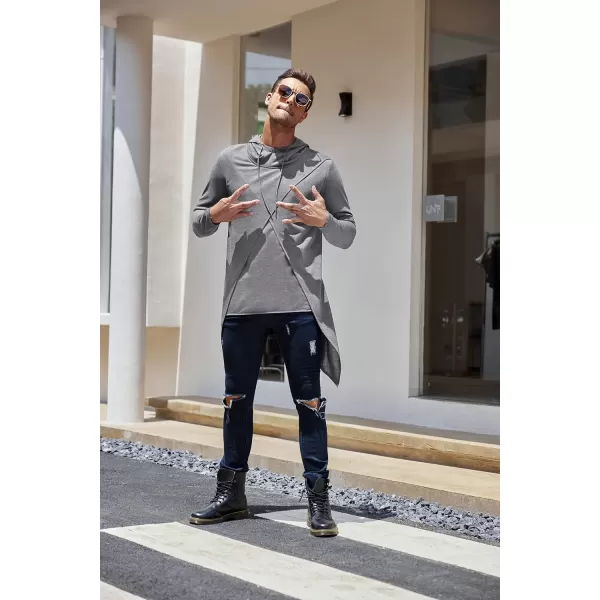 COOFANDY Men's Slim Fit Hoodie Lightweight Hooded Sweatshirt Casual Hip Hop Long Length Cloak Hooded Cape Pullover