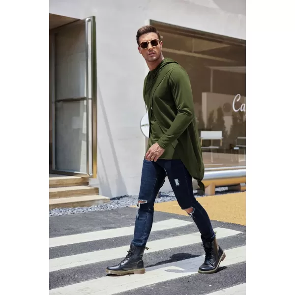 COOFANDY Men's Slim Fit Hoodie Lightweight Hooded Sweatshirt Casual Hip Hop Long Length Cloak Hooded Cape Pullover
