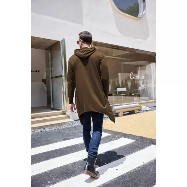 COOFANDY Men's Slim Fit Hoodie Lightweight Hooded Sweatshirt Casual Hip Hop Long Length Cloak Hooded Cape Pullover