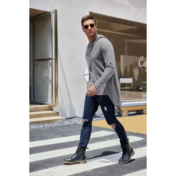 COOFANDY Men's Slim Fit Hoodie Lightweight Hooded Sweatshirt Casual Hip Hop Long Length Cloak Hooded Cape Pullover