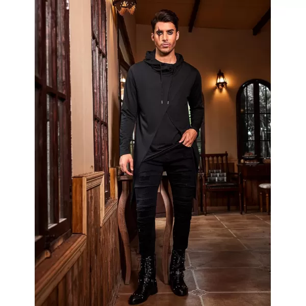 COOFANDY Men's Slim Fit Hoodie Lightweight Hooded Sweatshirt Casual Hip Hop Long Length Cloak Hooded Cape Pullover
