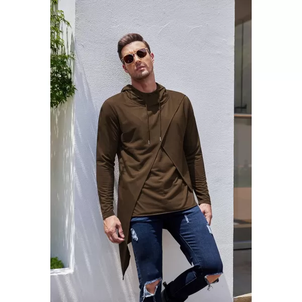 COOFANDY Men's Slim Fit Hoodie Lightweight Hooded Sweatshirt Casual Hip Hop Long Length Cloak Hooded Cape Pullover