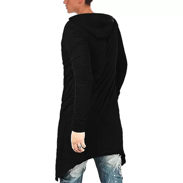 COOFANDY Men's Slim Fit Hoodie Lightweight Hooded Sweatshirt Casual Hip Hop Long Length Cloak Hooded Cape Pullover