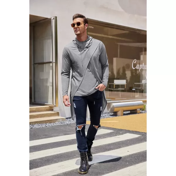 COOFANDY Men's Slim Fit Hoodie Lightweight Hooded Sweatshirt Casual Hip Hop Long Length Cloak Hooded Cape Pullover