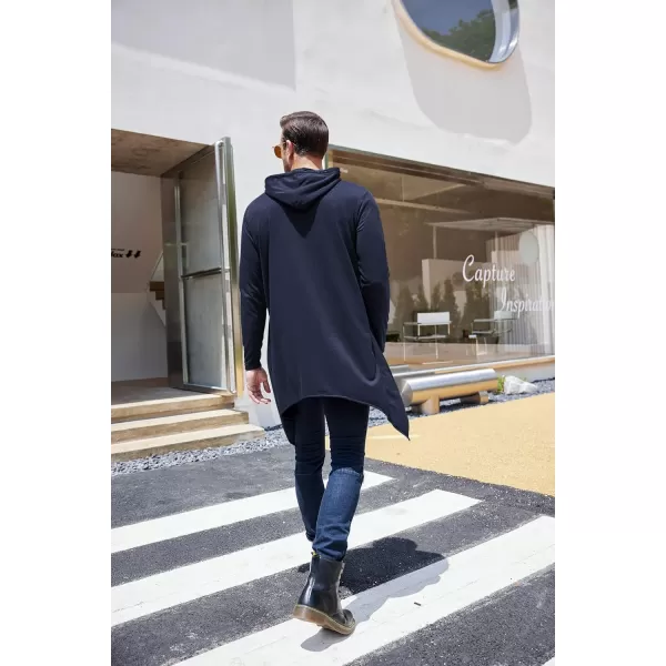 COOFANDY Men's Slim Fit Hoodie Lightweight Hooded Sweatshirt Casual Hip Hop Long Length Cloak Hooded Cape Pullover