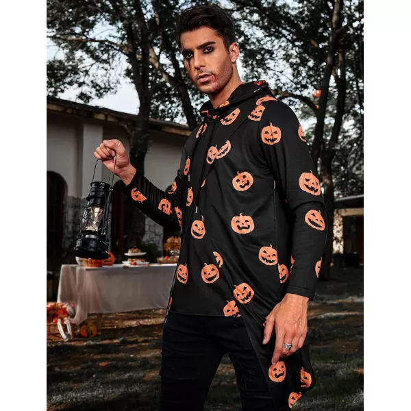 COOFANDY Men's Slim Fit Hoodie Lightweight Hooded Sweatshirt Casual Hip Hop Long Length Cloak Hooded Cape Pullover
