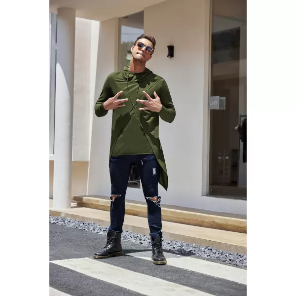 COOFANDY Men's Slim Fit Hoodie Lightweight Hooded Sweatshirt Casual Hip Hop Long Length Cloak Hooded Cape Pullover