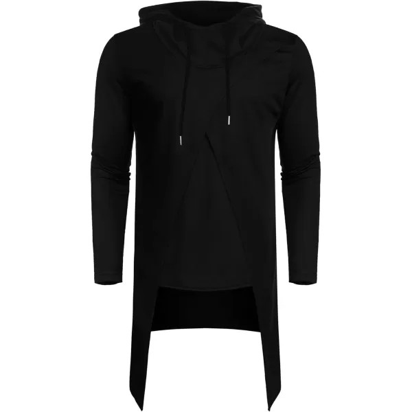 COOFANDY Men's Slim Fit Hoodie Lightweight Hooded Sweatshirt Casual Hip Hop Long Length Cloak Hooded Cape Pullover