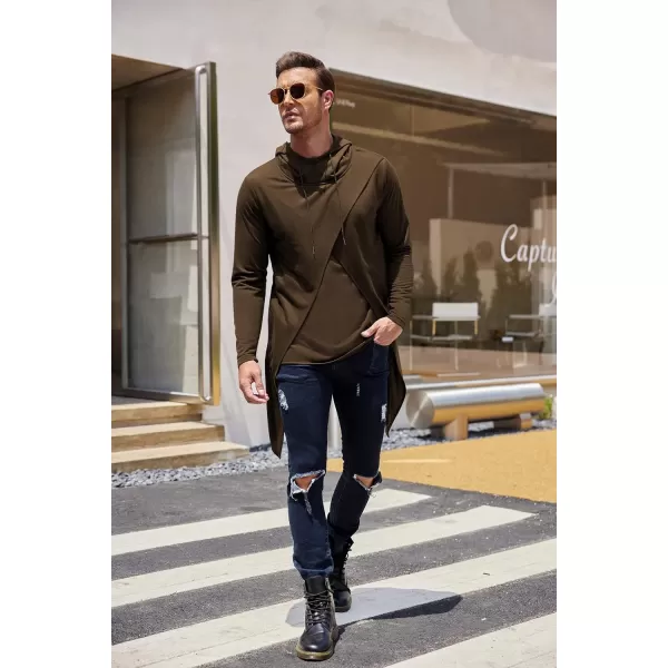 COOFANDY Men's Slim Fit Hoodie Lightweight Hooded Sweatshirt Casual Hip Hop Long Length Cloak Hooded Cape Pullover