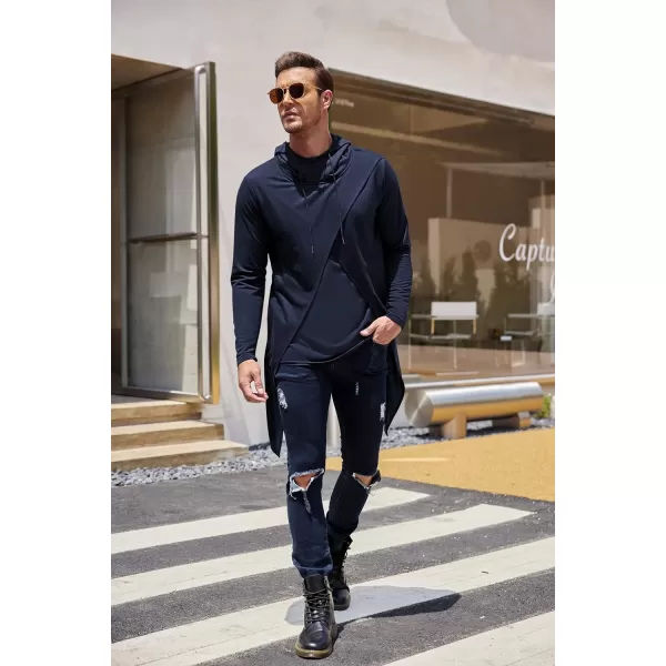 COOFANDY Men's Slim Fit Hoodie Lightweight Hooded Sweatshirt Casual Hip Hop Long Length Cloak Hooded Cape Pullover